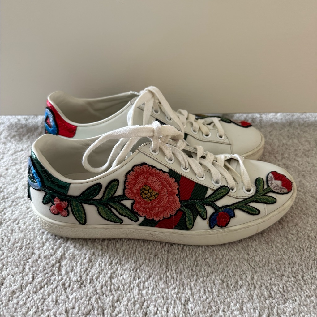 Gucci Ace Embroidered Floral Sneakers - Size 36 - Worn/Used - Model 431917